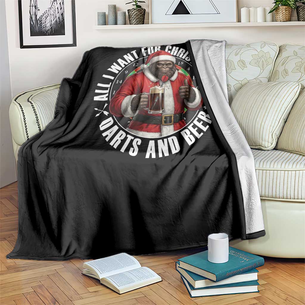 Funny Santa Bigfoot Dartist Beer Lover Throw Blanket Merry Dartsmas Christmas Gift - Wonder Print Shop
