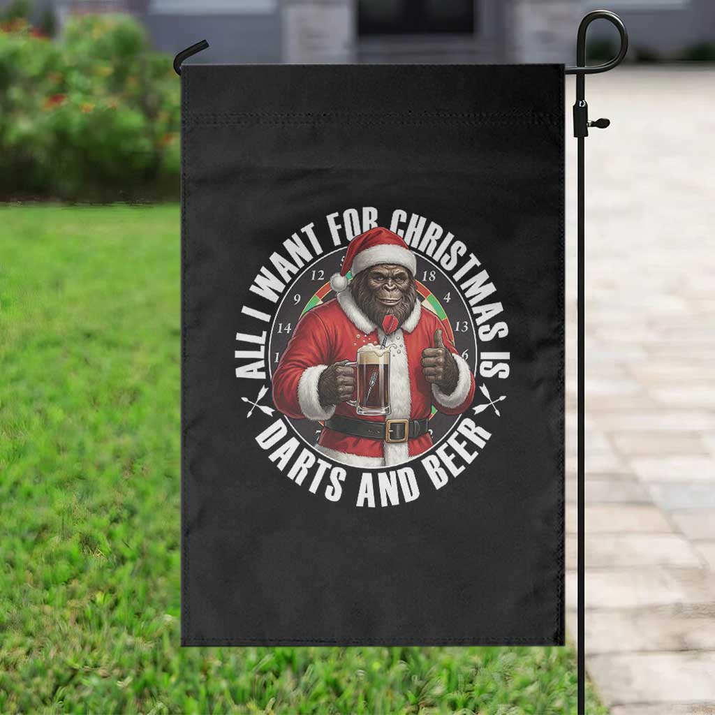 Funny Santa Bigfoot Dartist Beer Lover Garden Flag Merry Dartsmas Christmas Gift - Wonder Print Shop