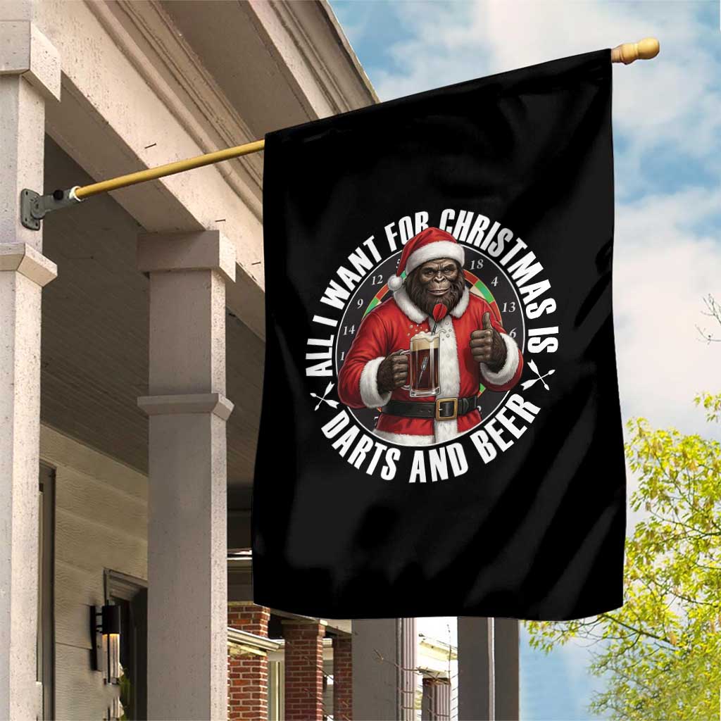 Funny Santa Bigfoot Dartist Beer Lover Garden Flag Merry Dartsmas Christmas Gift - Wonder Print Shop