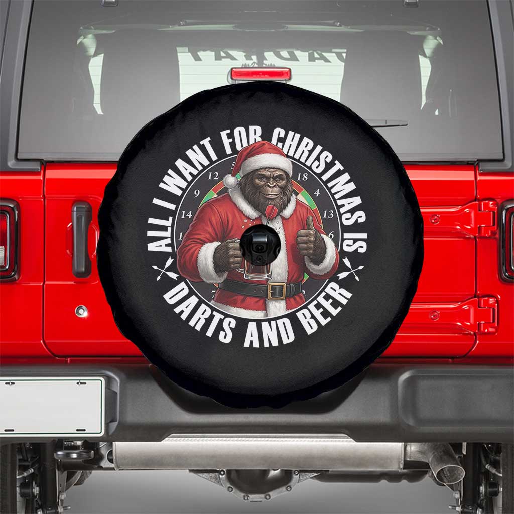 Funny Santa Bigfoot Dartist Beer Lover Spare Tire Cover Merry Dartsmas Christmas Gift - Wonder Print Shop