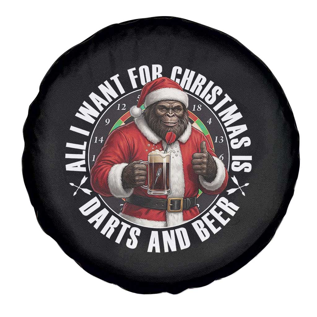 Funny Santa Bigfoot Dartist Beer Lover Spare Tire Cover Merry Dartsmas Christmas Gift - Wonder Print Shop
