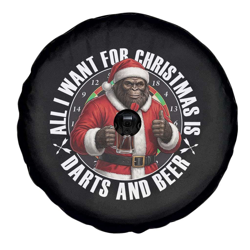 Funny Santa Bigfoot Dartist Beer Lover Spare Tire Cover Merry Dartsmas Christmas Gift - Wonder Print Shop