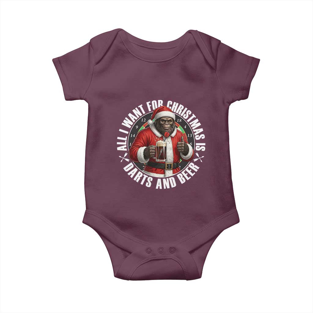 Funny Santa Bigfoot Dartist Beer Lover Baby Onesie Merry Dartsmas Christmas Gift - Wonder Print Shop
