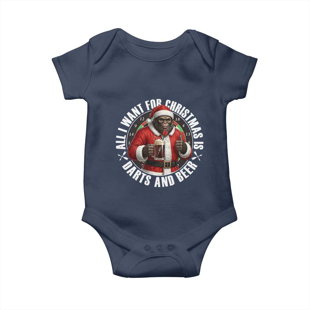 Funny Santa Bigfoot Dartist Beer Lover Baby Onesie Merry Dartsmas Christmas Gift - Wonder Print Shop