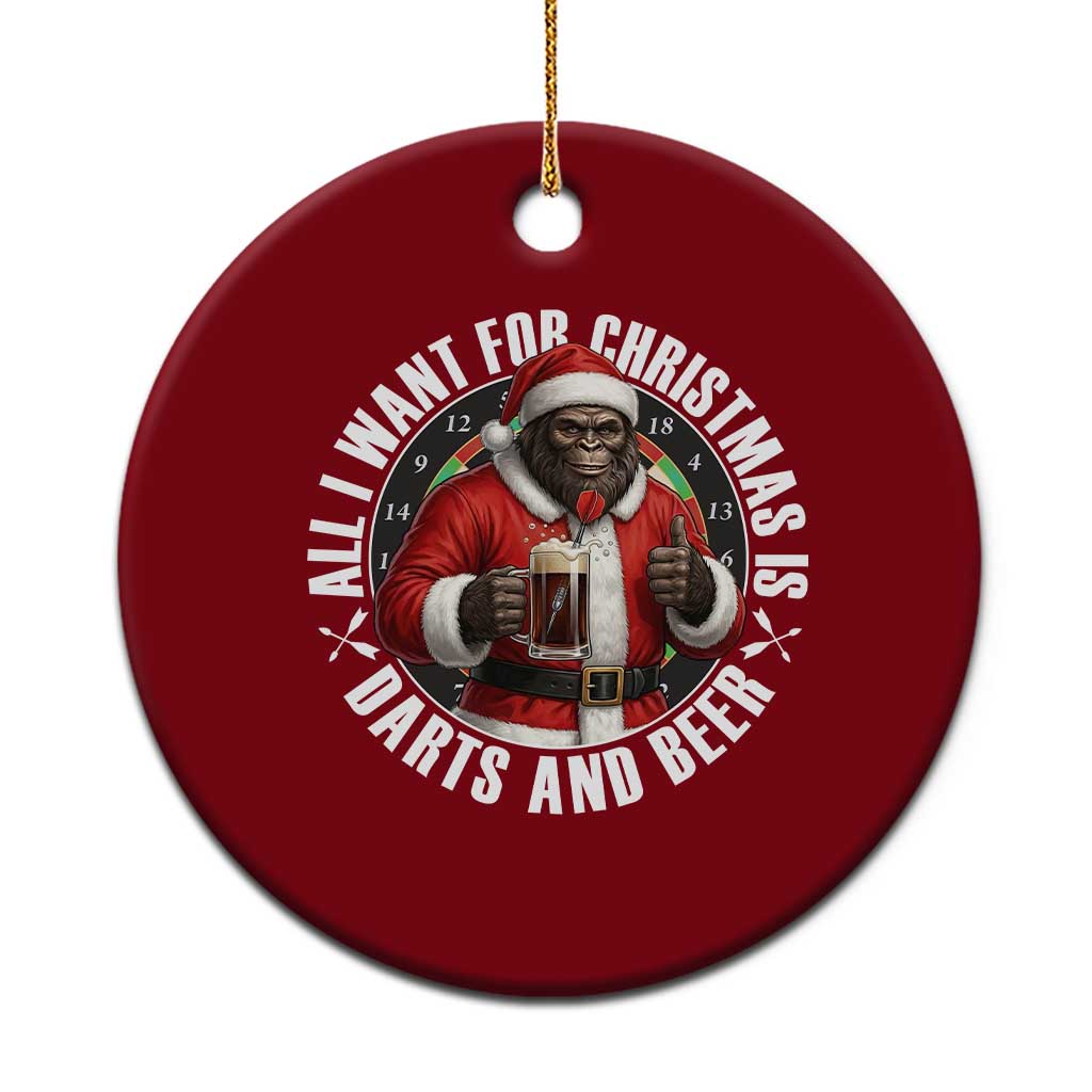 Funny Santa Bigfoot Dartist Beer Lover Ceramic Ornament Merry Dartsmas Christmas Gift - Wonder Print Shop