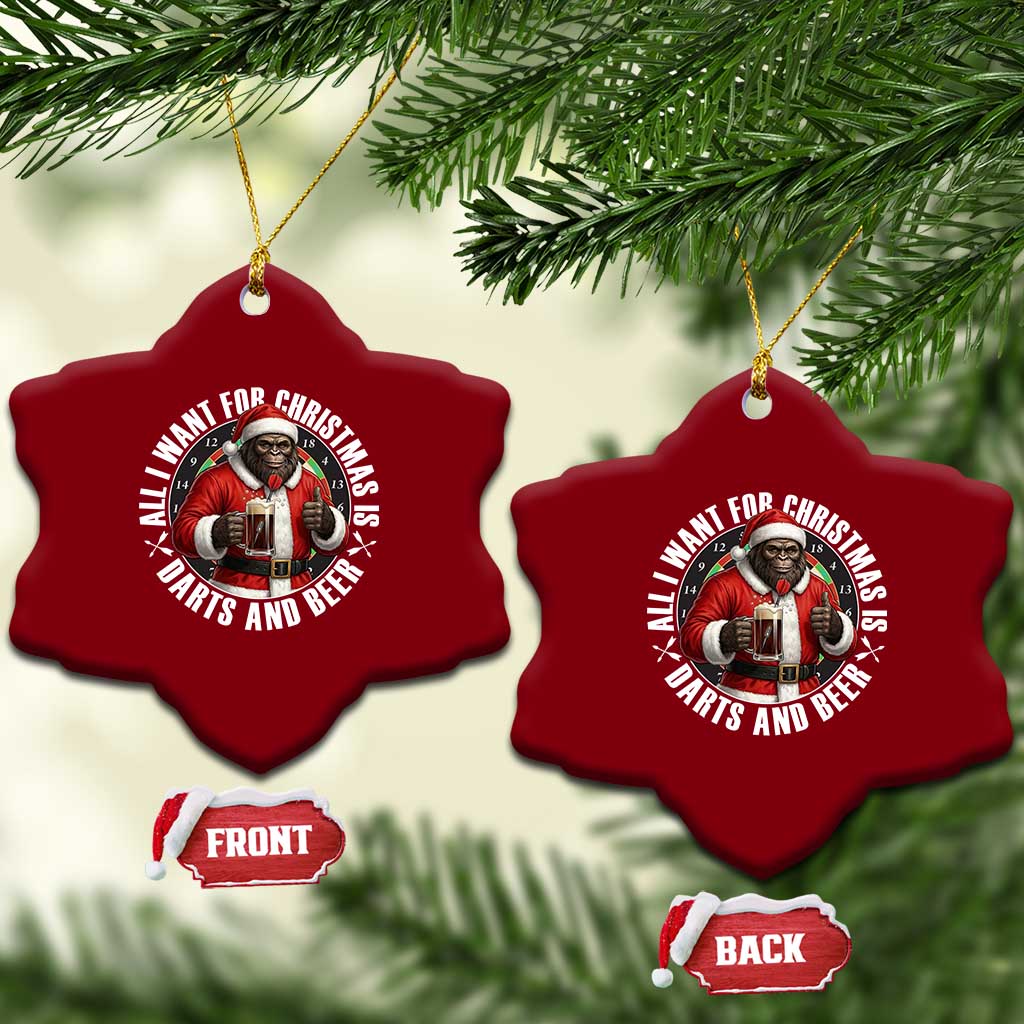 Funny Santa Bigfoot Dartist Beer Lover Ceramic Ornament Merry Dartsmas Christmas Gift - Wonder Print Shop