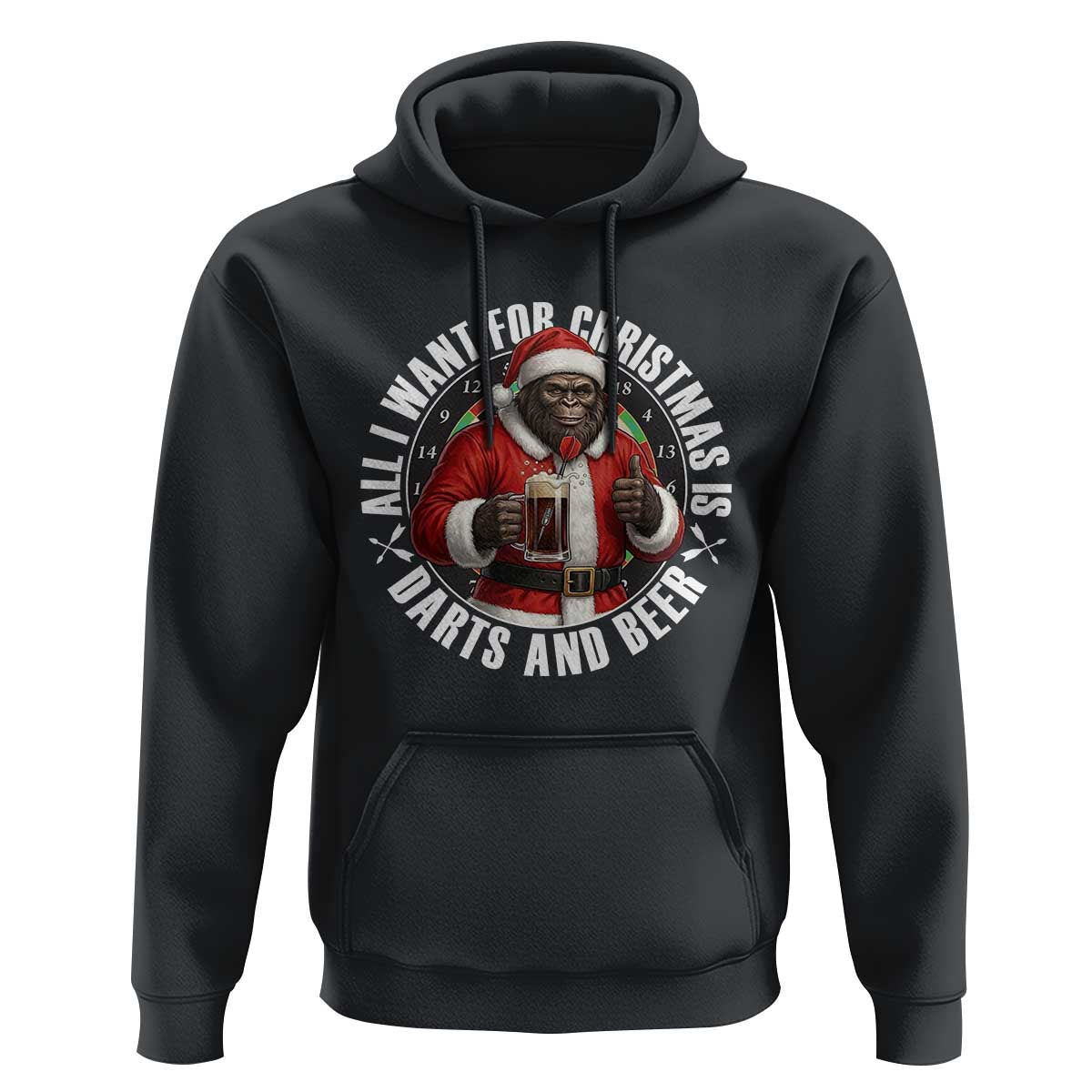 Funny Santa Bigfoot Dartist Beer Lover Hoodie Merry Dartsmas Christmas Gift - Wonder Print Shop