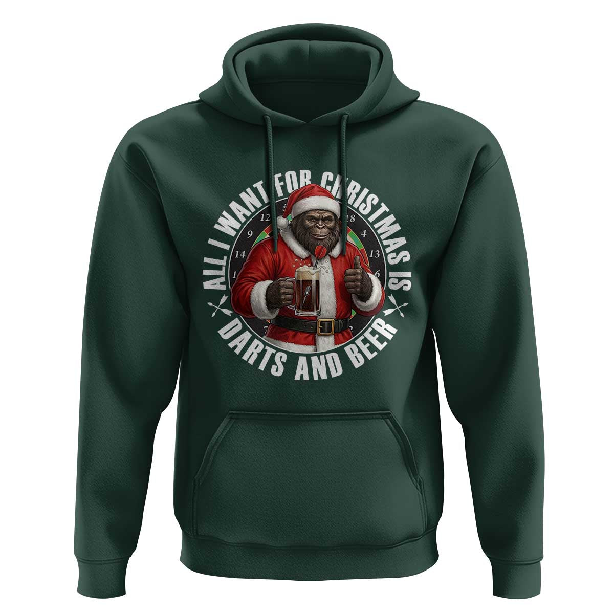 Funny Santa Bigfoot Dartist Beer Lover Hoodie Merry Dartsmas Christmas Gift - Wonder Print Shop