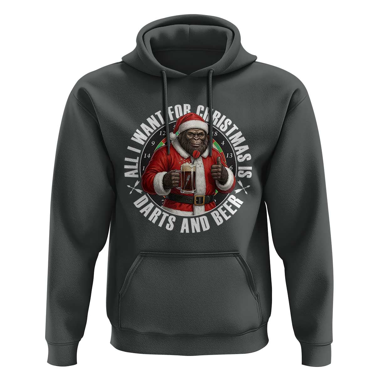 Funny Santa Bigfoot Dartist Beer Lover Hoodie Merry Dartsmas Christmas Gift - Wonder Print Shop