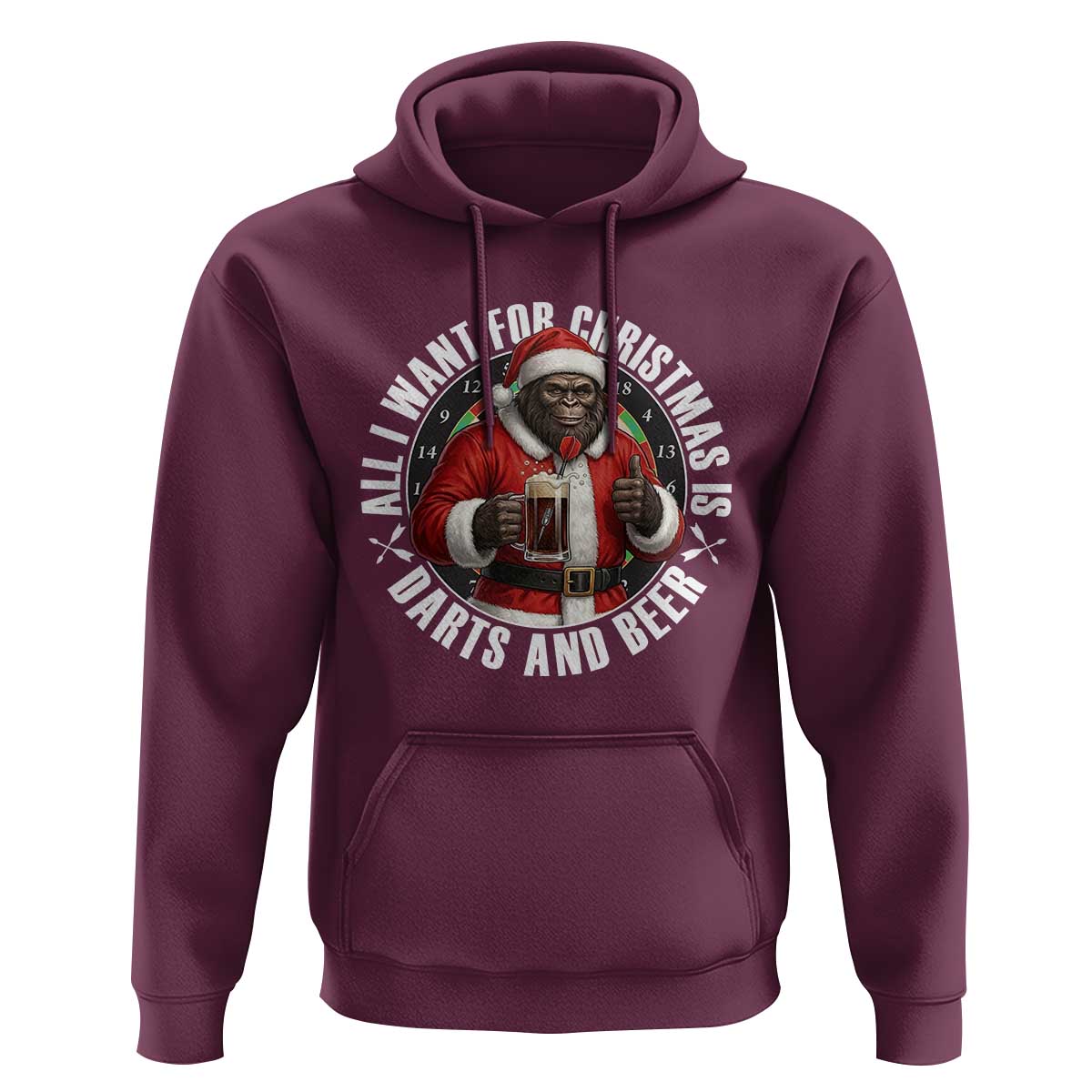 Funny Santa Bigfoot Dartist Beer Lover Hoodie Merry Dartsmas Christmas Gift - Wonder Print Shop