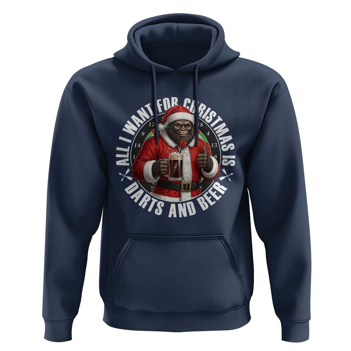 Funny Santa Bigfoot Dartist Beer Lover Hoodie Merry Dartsmas Christmas Gift - Wonder Print Shop
