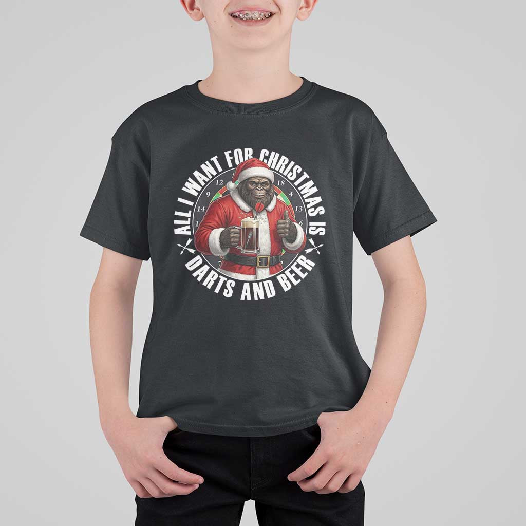 Funny Santa Bigfoot Dartist Beer Lover T Shirt For Kid Merry Dartsmas Christmas Gift - Wonder Print Shop