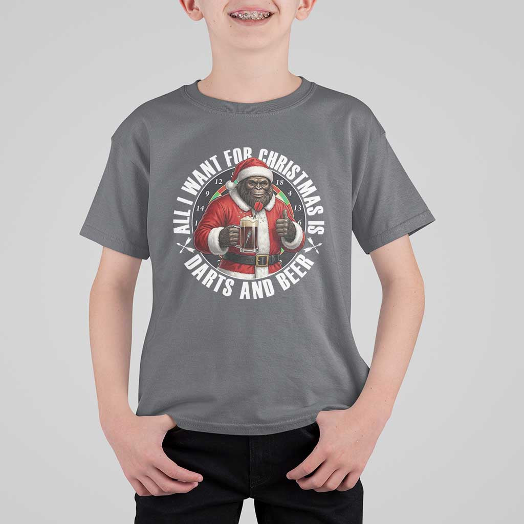 Funny Santa Bigfoot Dartist Beer Lover T Shirt For Kid Merry Dartsmas Christmas Gift - Wonder Print Shop