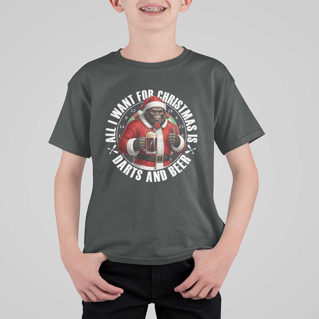 Funny Santa Bigfoot Dartist Beer Lover T Shirt For Kid Merry Dartsmas Christmas Gift - Wonder Print Shop