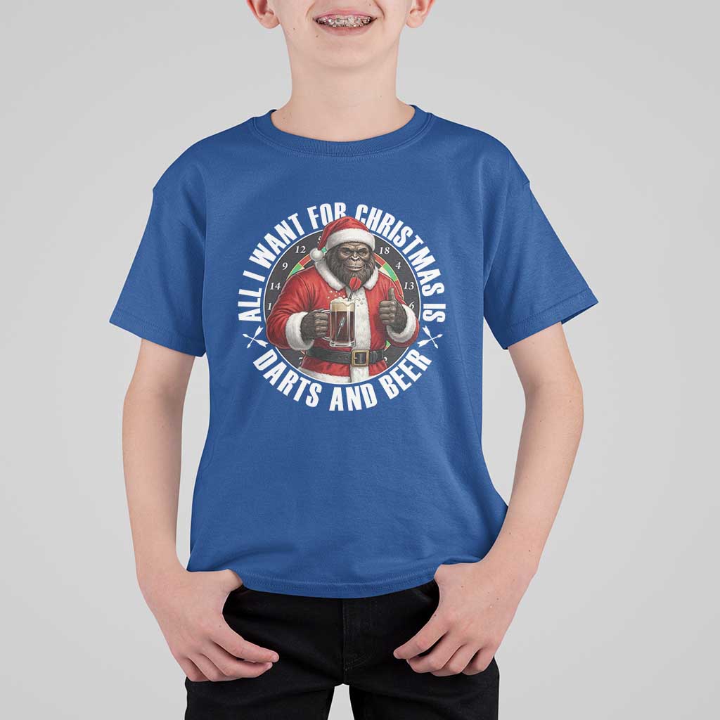 Funny Santa Bigfoot Dartist Beer Lover T Shirt For Kid Merry Dartsmas Christmas Gift - Wonder Print Shop