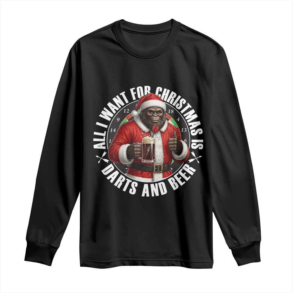 Funny Santa Bigfoot Dartist Beer Lover Long Sleeve Shirt Merry Dartsmas Christmas Gift - Wonder Print Shop