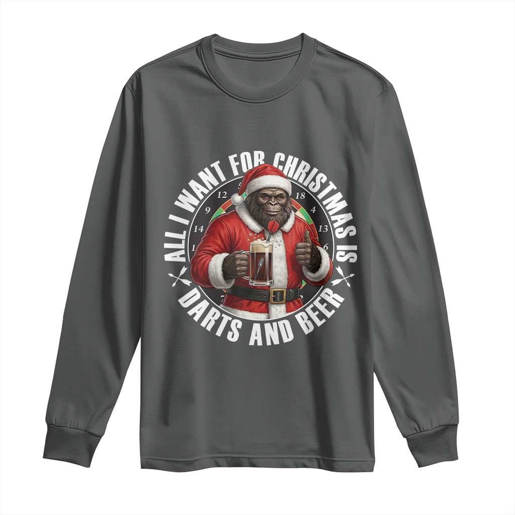 Funny Santa Bigfoot Dartist Beer Lover Long Sleeve Shirt Merry Dartsmas Christmas Gift - Wonder Print Shop