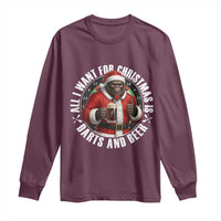 Funny Santa Bigfoot Dartist Beer Lover Long Sleeve Shirt Merry Dartsmas Christmas Gift - Wonder Print Shop