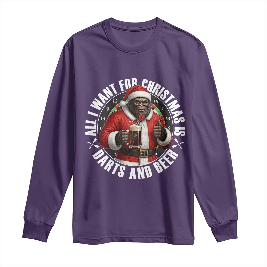 Funny Santa Bigfoot Dartist Beer Lover Long Sleeve Shirt Merry Dartsmas Christmas Gift - Wonder Print Shop