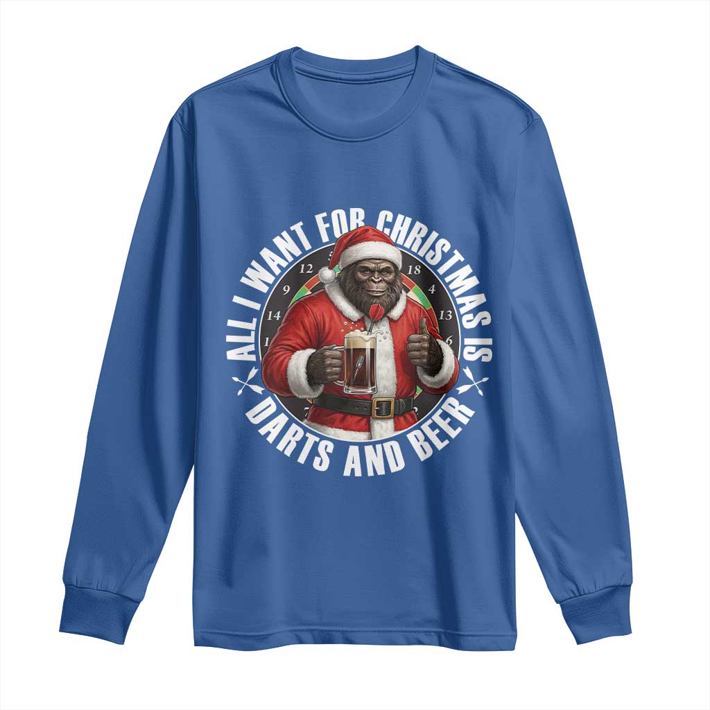 Funny Santa Bigfoot Dartist Beer Lover Long Sleeve Shirt Merry Dartsmas Christmas Gift - Wonder Print Shop
