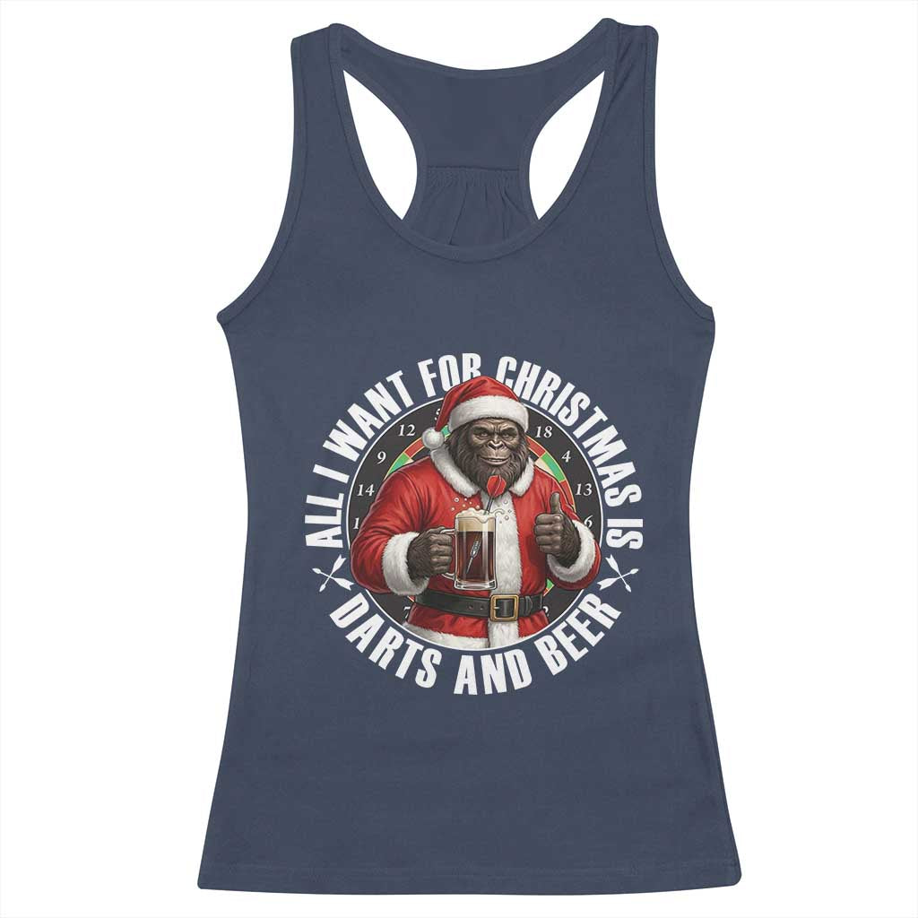 Funny Santa Bigfoot Dartist Beer Lover Racerback Tank Top Merry Dartsmas Christmas Gift - Wonder Print Shop