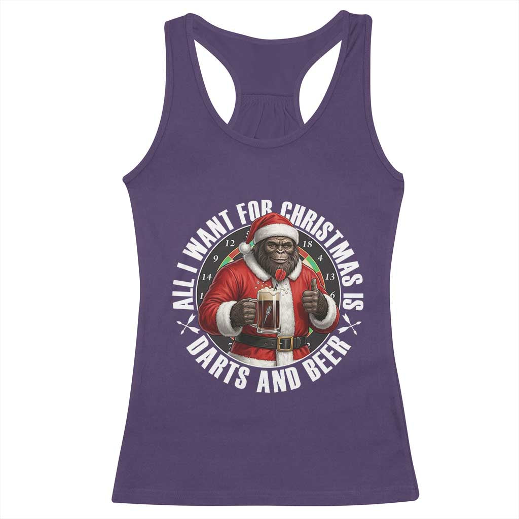 Funny Santa Bigfoot Dartist Beer Lover Racerback Tank Top Merry Dartsmas Christmas Gift - Wonder Print Shop