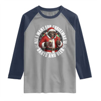 Funny Santa Bigfoot Dartist Beer Lover Raglan Shirt Merry Dartsmas Christmas Gift - Wonder Print Shop