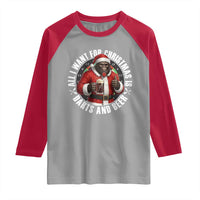 Funny Santa Bigfoot Dartist Beer Lover Raglan Shirt Merry Dartsmas Christmas Gift - Wonder Print Shop