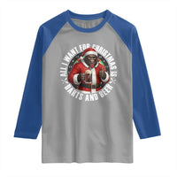 Funny Santa Bigfoot Dartist Beer Lover Raglan Shirt Merry Dartsmas Christmas Gift - Wonder Print Shop