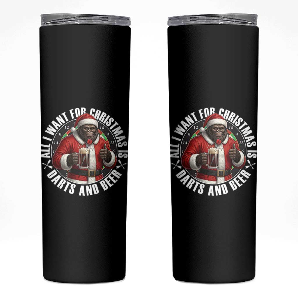 Funny Santa Bigfoot Dartist Beer Lover Skinny Tumbler Merry Dartsmas Christmas Gift - Wonder Print Shop