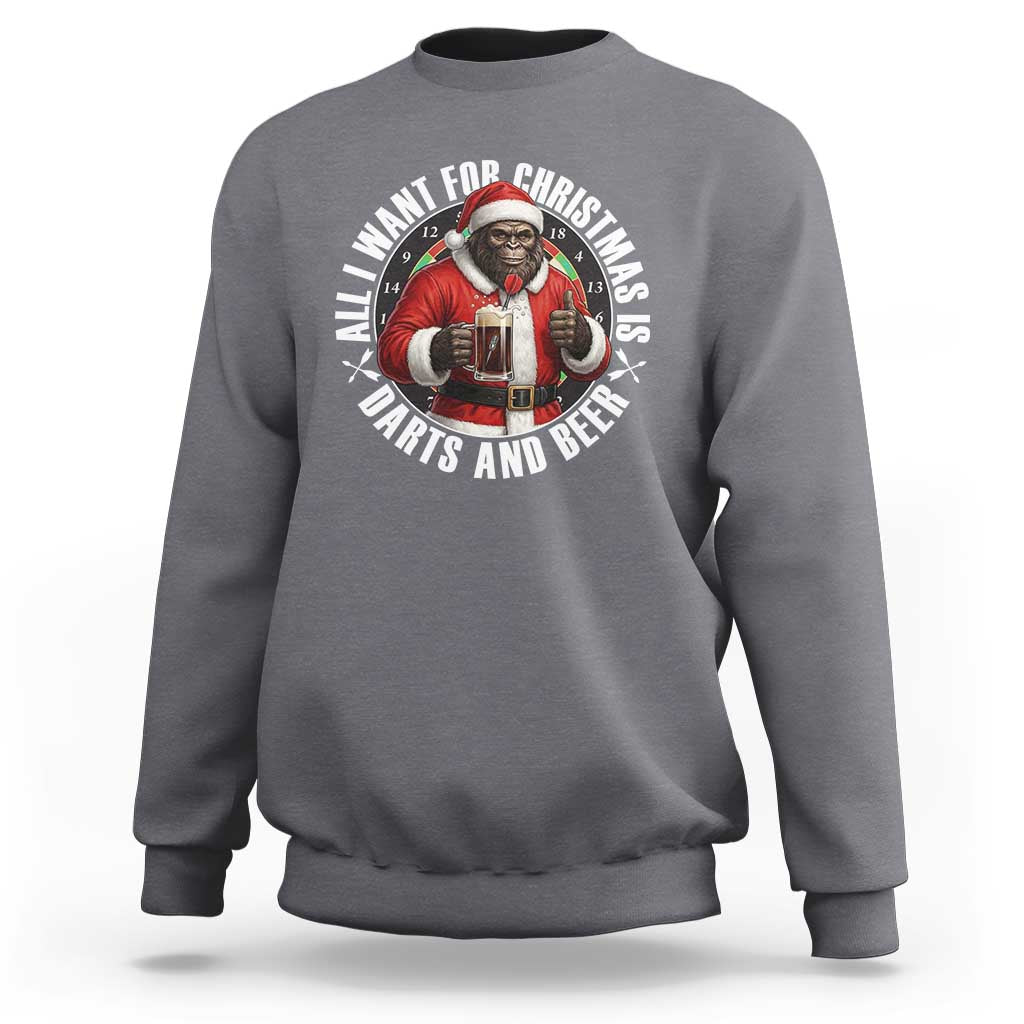 Funny Santa Bigfoot Dartist Beer Lover Sweatshirt Merry Dartsmas Christmas Gift - Wonder Print Shop