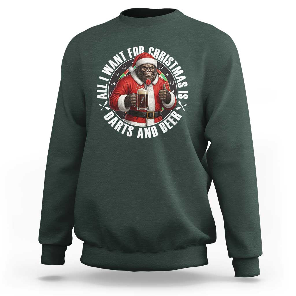 Funny Santa Bigfoot Dartist Beer Lover Sweatshirt Merry Dartsmas Christmas Gift - Wonder Print Shop