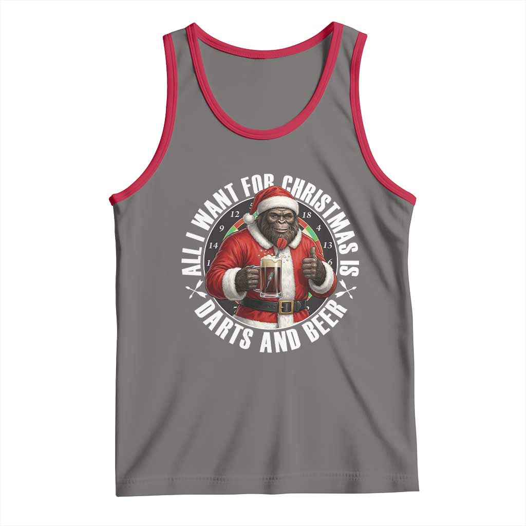 Funny Santa Bigfoot Dartist Beer Lover Tank Top Merry Dartsmas Christmas Gift - Wonder Print Shop