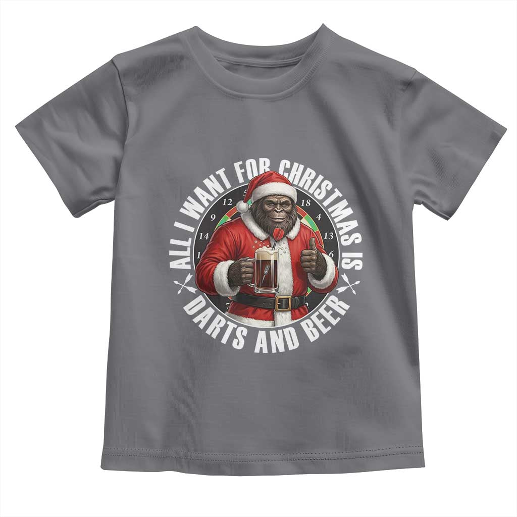 Funny Santa Bigfoot Dartist Beer Lover Toddler T Shirt Merry Dartsmas Christmas Gift - Wonder Print Shop