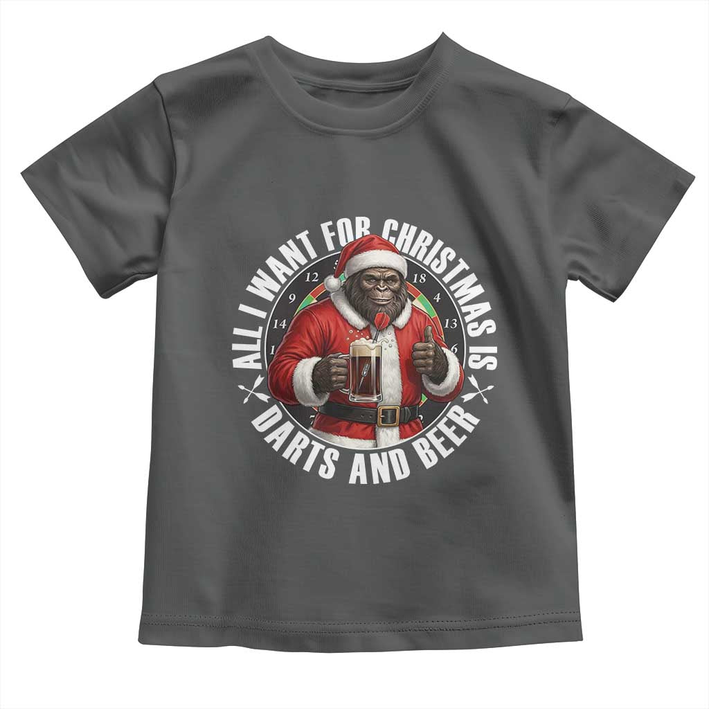 Funny Santa Bigfoot Dartist Beer Lover Toddler T Shirt Merry Dartsmas Christmas Gift - Wonder Print Shop