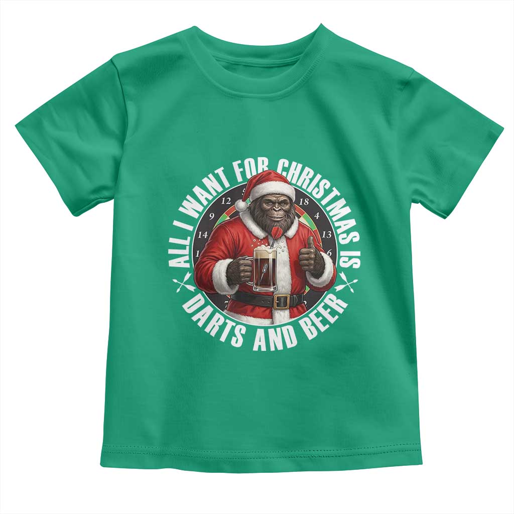 Funny Santa Bigfoot Dartist Beer Lover Toddler T Shirt Merry Dartsmas Christmas Gift - Wonder Print Shop