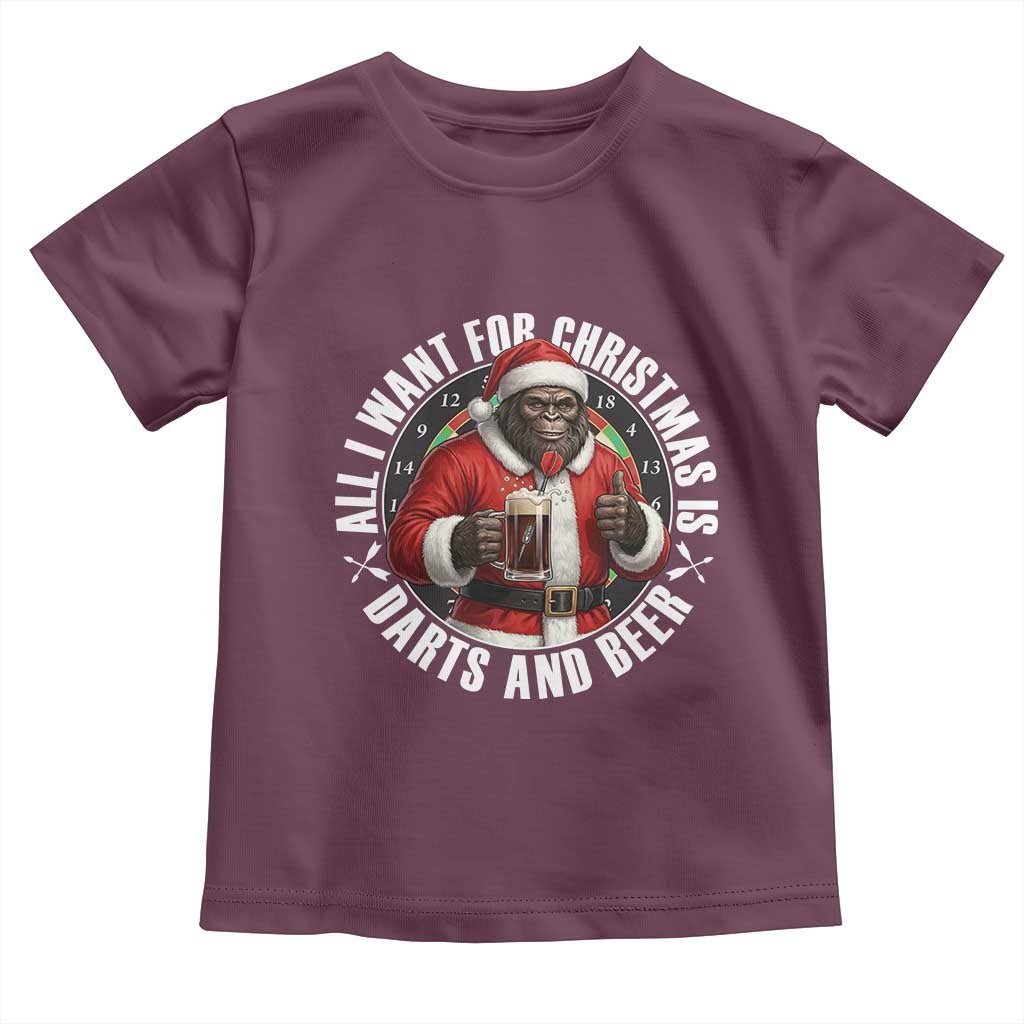 Funny Santa Bigfoot Dartist Beer Lover Toddler T Shirt Merry Dartsmas Christmas Gift - Wonder Print Shop