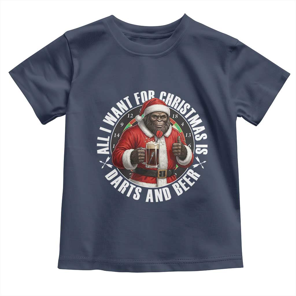 Funny Santa Bigfoot Dartist Beer Lover Toddler T Shirt Merry Dartsmas Christmas Gift - Wonder Print Shop