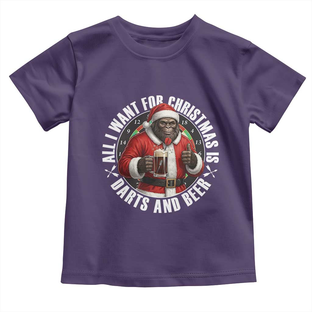 Funny Santa Bigfoot Dartist Beer Lover Toddler T Shirt Merry Dartsmas Christmas Gift - Wonder Print Shop
