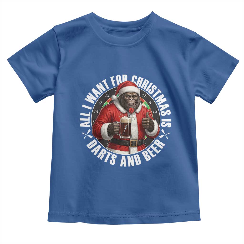 Funny Santa Bigfoot Dartist Beer Lover Toddler T Shirt Merry Dartsmas Christmas Gift - Wonder Print Shop