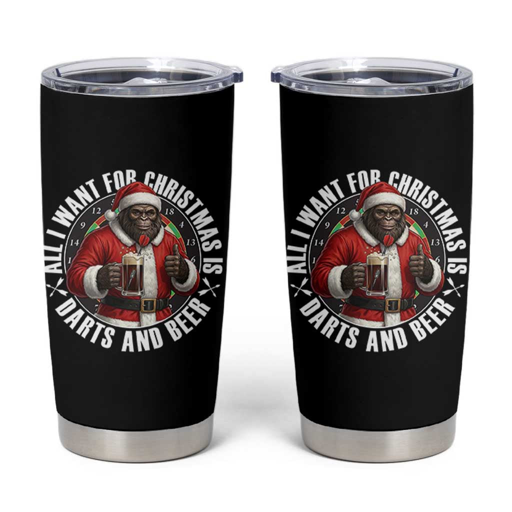 Funny Santa Bigfoot Dartist Beer Lover Tumbler Cup Merry Dartsmas Christmas Gift - Wonder Print Shop