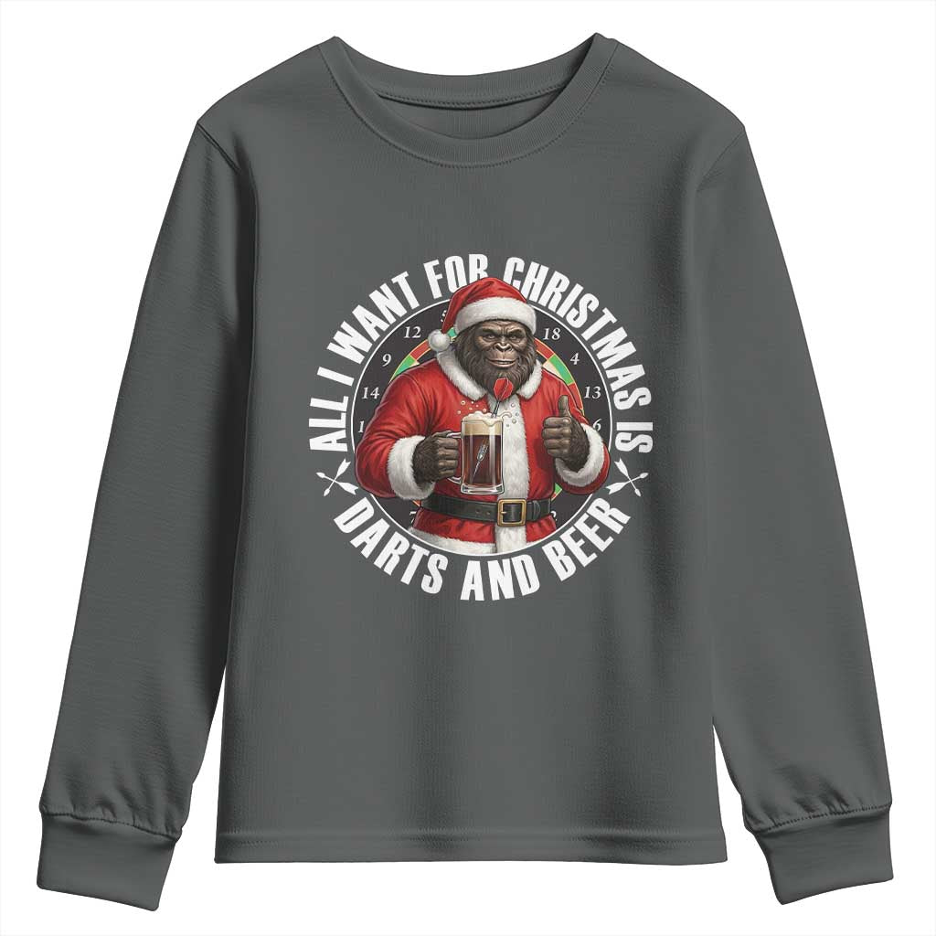 Funny Santa Bigfoot Dartist Beer Lover Youth Sweatshirt Merry Dartsmas Christmas Gift - Wonder Print Shop