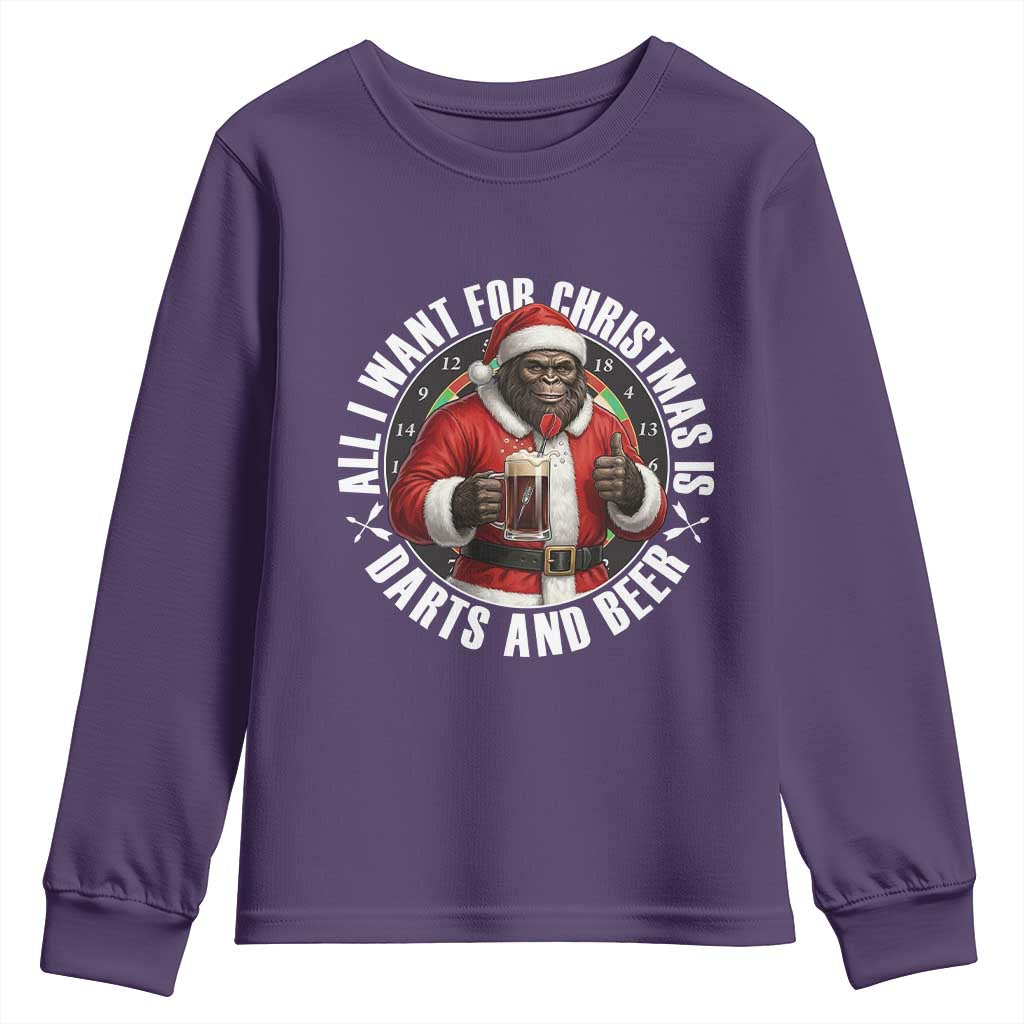 Funny Santa Bigfoot Dartist Beer Lover Youth Sweatshirt Merry Dartsmas Christmas Gift - Wonder Print Shop