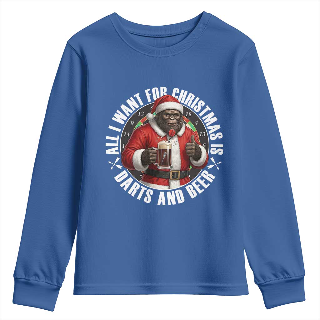 Funny Santa Bigfoot Dartist Beer Lover Youth Sweatshirt Merry Dartsmas Christmas Gift - Wonder Print Shop