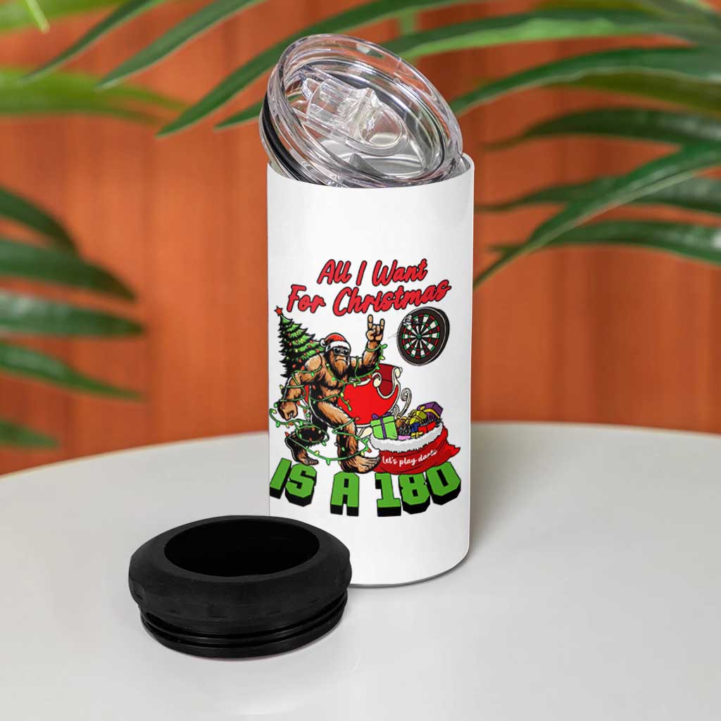 All I Want For Christmas Is A 180 4 in 1 Can Cooler Tumbler Bigfoot Lover Dartist Gift - Wonder Print Shop