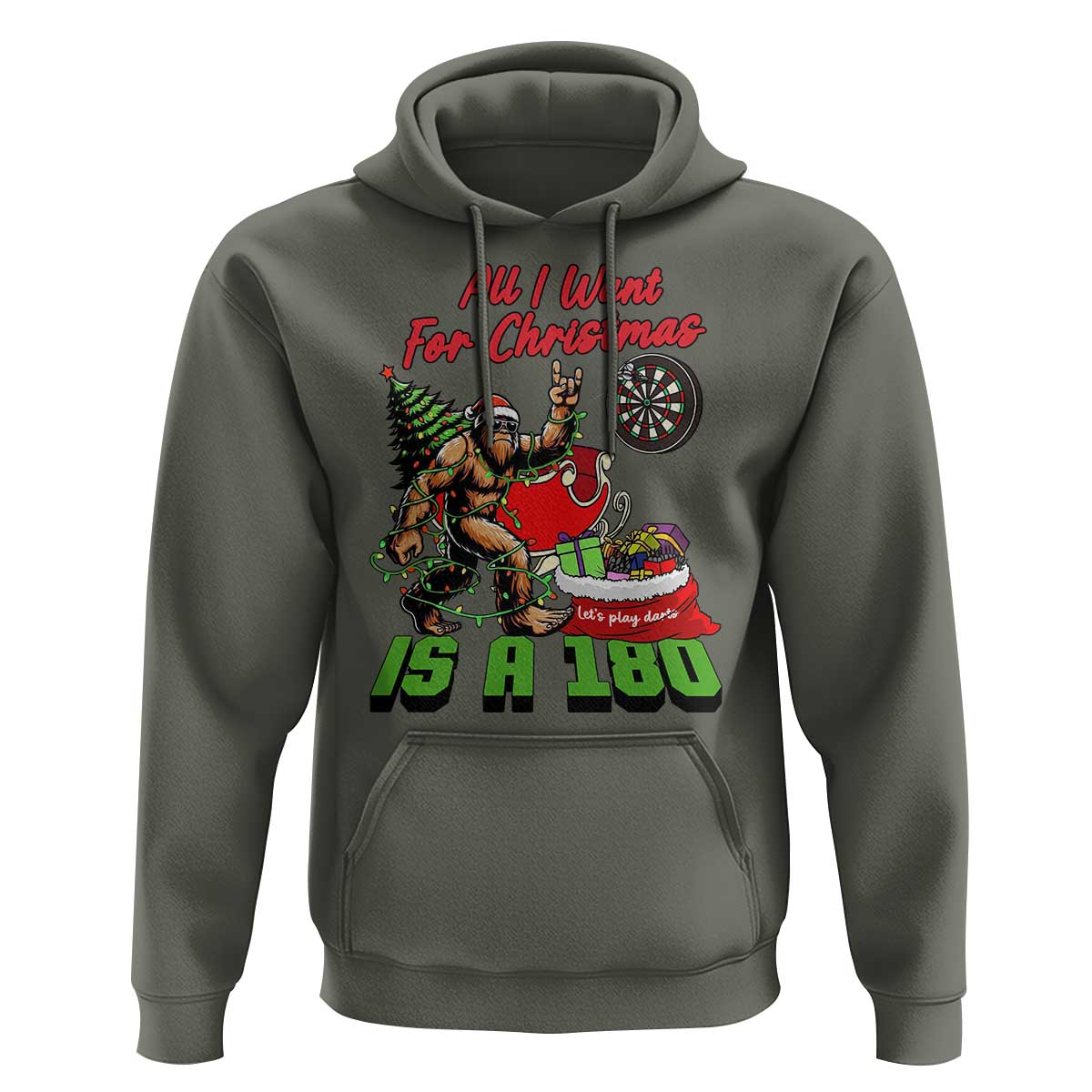 All I Want For Christmas Is A 180 Hoodie Bigfoot Lover Dartist Gift - Wonder Print Shop