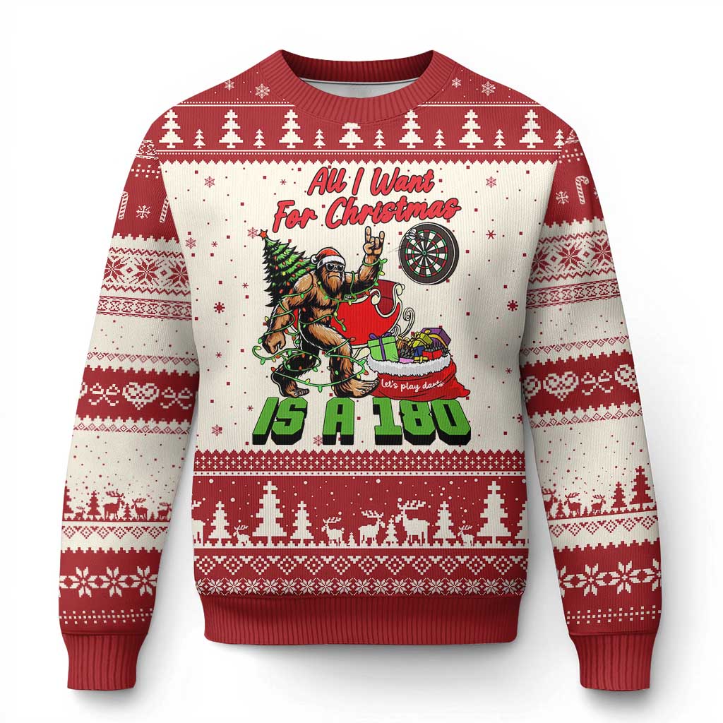 All I Want For Xmas Is A 180 Ugly Christmas Sweater Bigfoot Lover Dartist Gift - Wonder Print Shop