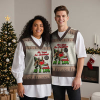 All I Want For Xmas Is A 180 V-Neck Knit Sweater Vest Bigfoot Lover Dartist Gift - Wonder Print Shop