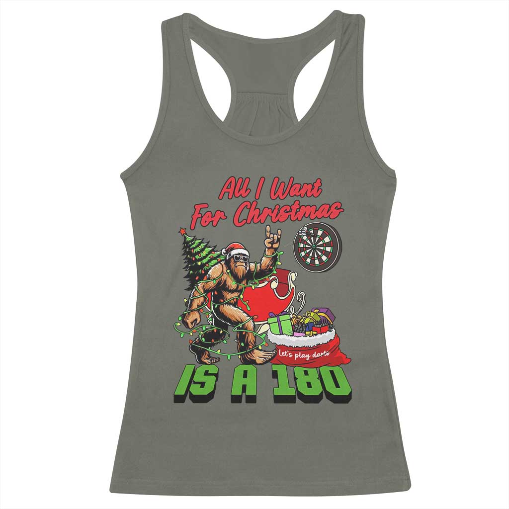 All I Want For Christmas Is A 180 Racerback Tank Top Bigfoot Lover Dartist Gift - Wonder Print Shop