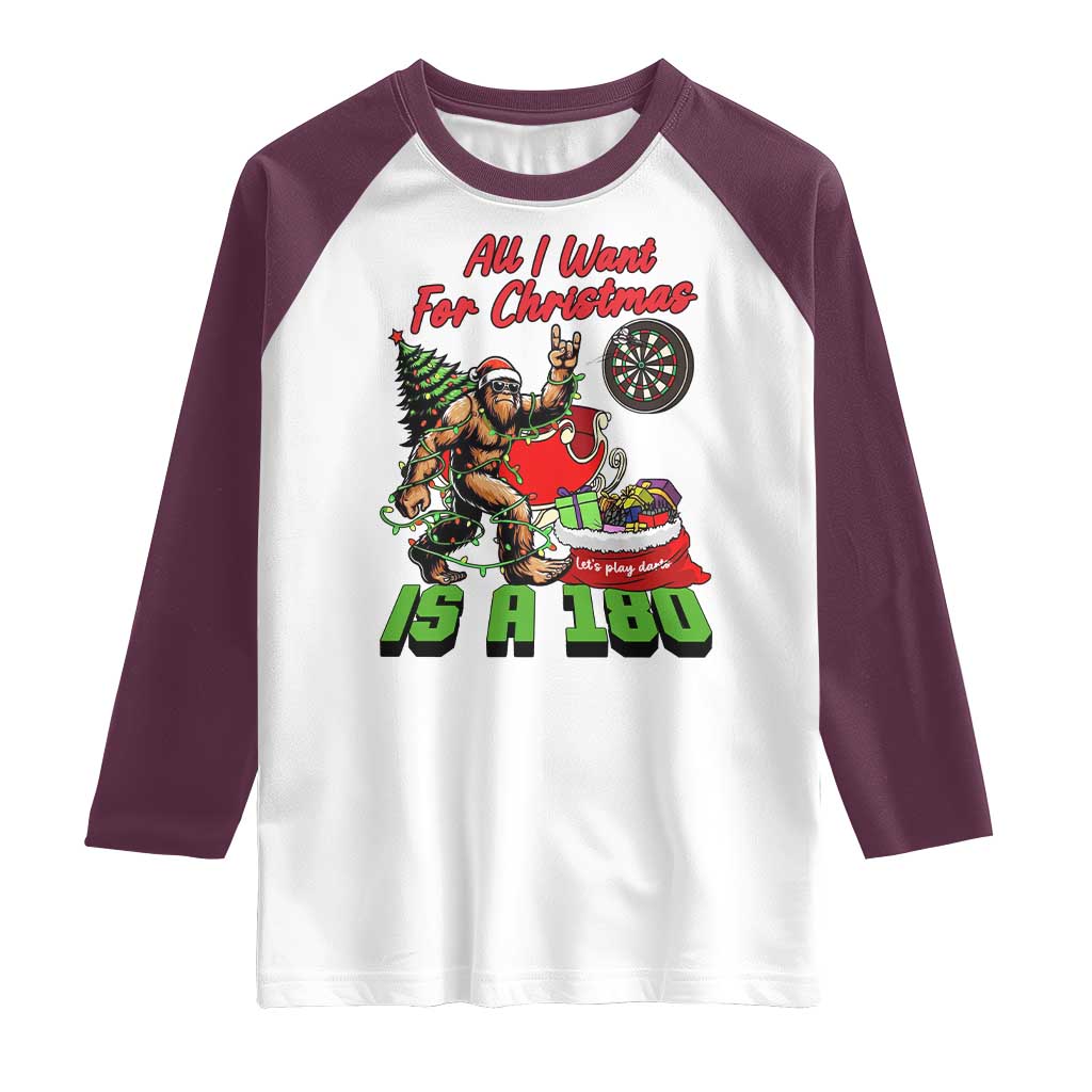 All I Want For Christmas Is A 180 Raglan Shirt Bigfoot Lover Dartist Gift - Wonder Print Shop
